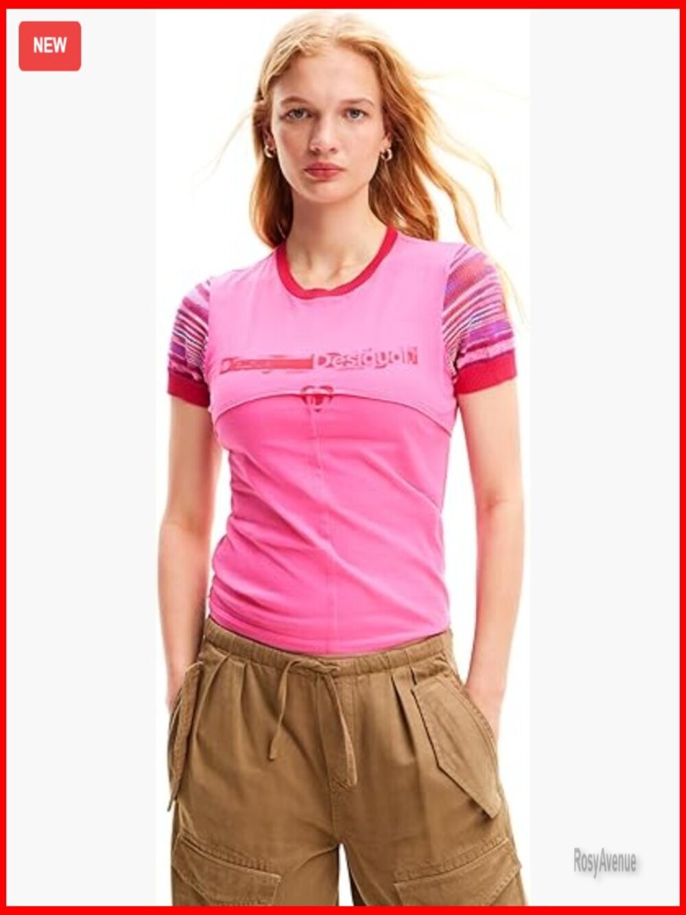 Slim Fit Cotton T-Shirt with Ribbed Cuffs, Short Sleeve Crew Neck